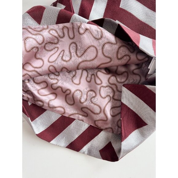 VIVIENNE WESTWOOD Maroon Silver Striped Jacquard Asymmetrical Mini Skirt, Size 6 - Picture 12 of 16